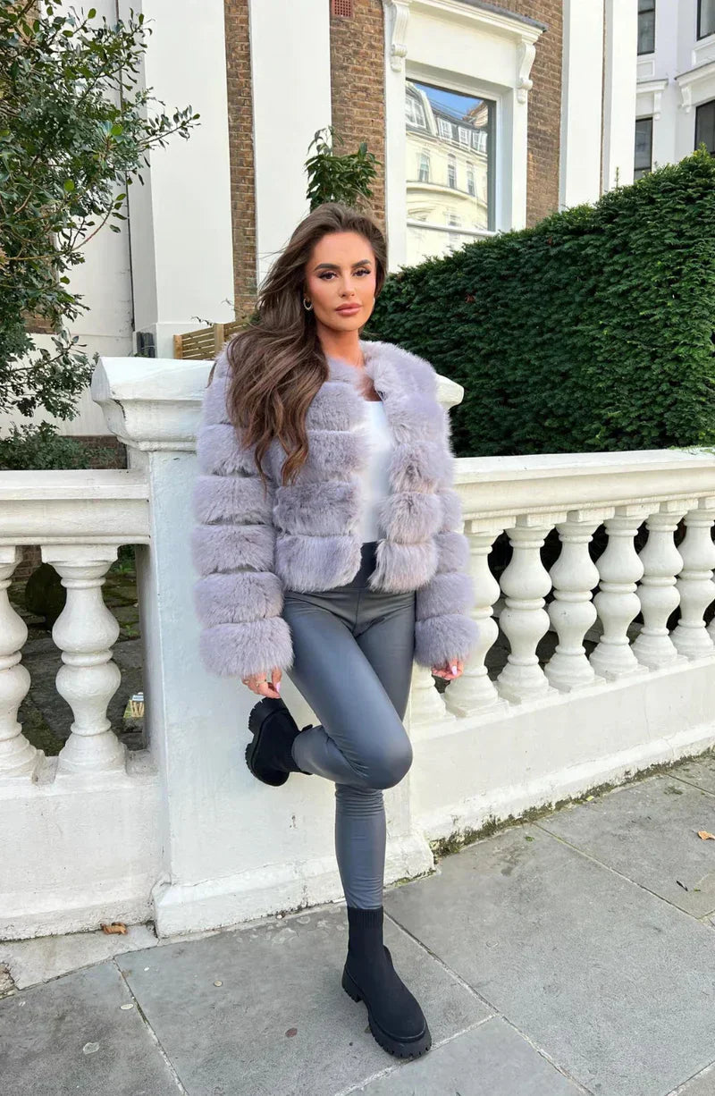 Luxe Plush | Women’s Cropped Faux Fur Puffer Jacket