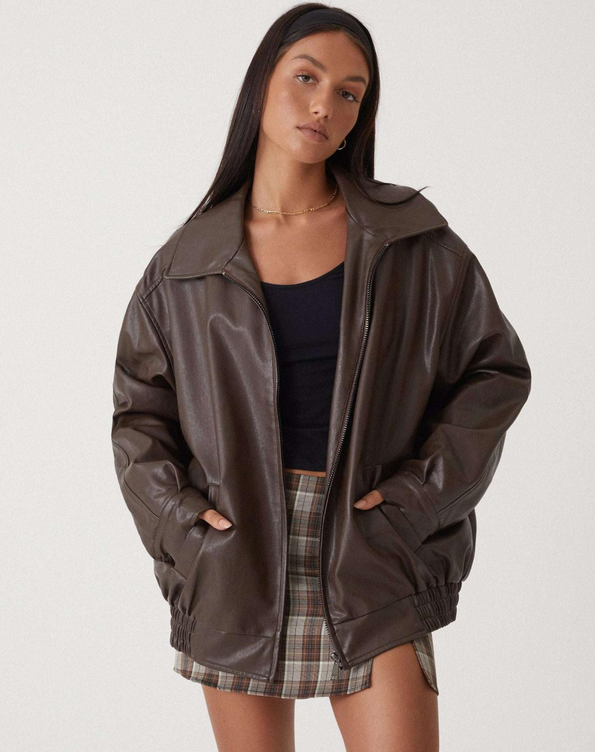 Relle | Women’s Oversized Faux Leather Jacket