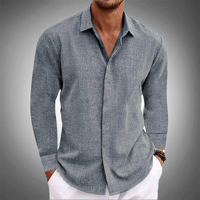 Amarno | Men’s Linen Blend Long Sleeve Shirt