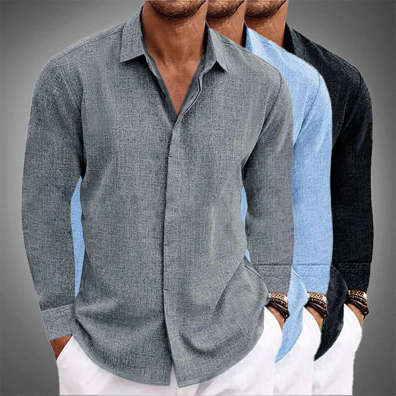 Amarno | Men’s Linen Blend Long Sleeve Shirt