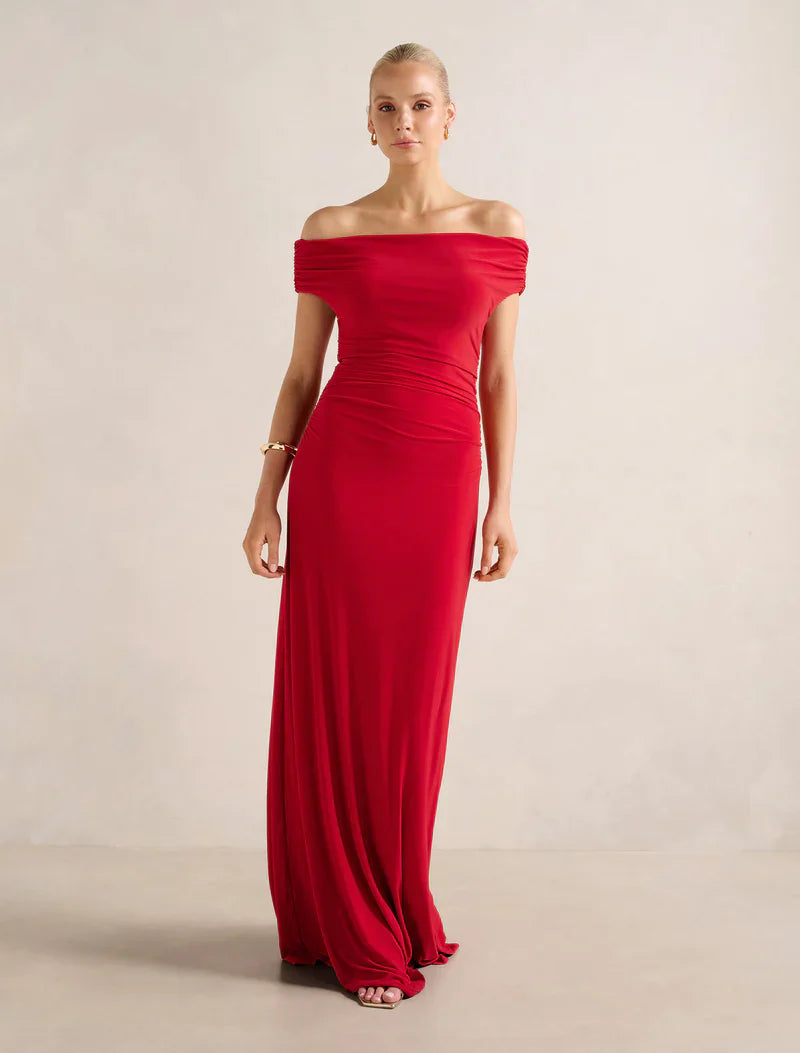 Romy | Women's Cocktail Dress With Off Shoulder Jersey Design And Elegant Maxi Silhouette | Party