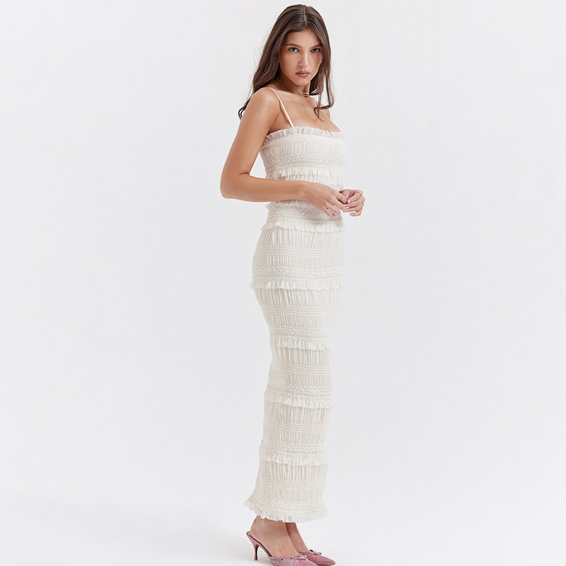 Saoirse | Women’s Elegant Graduation Dress With Ruffle Texture | Slim Fit Midi