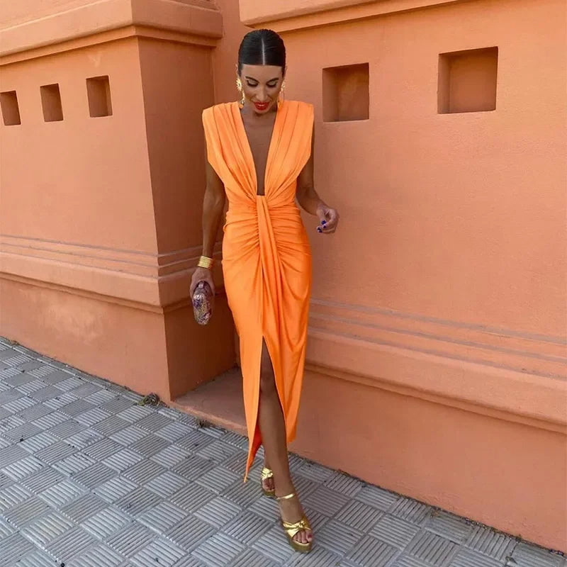 Selena | Women's Cocktail Dress With Draped Design And Elegant Midi Silhouette | Party
