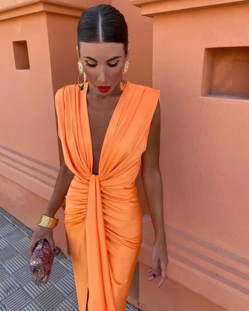 Selena | Women's Cocktail Dress With Draped Design And Elegant Midi Silhouette | Party