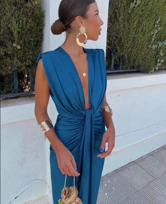 Selena | Women's Cocktail Dress With Draped Design And Elegant Midi Silhouette | Party