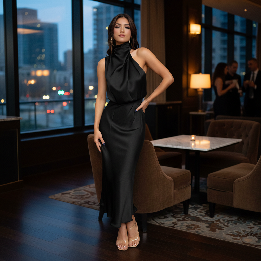 Simona | Women Cocktail Dress With V-Neckline And Flared Skirt | Party Style
