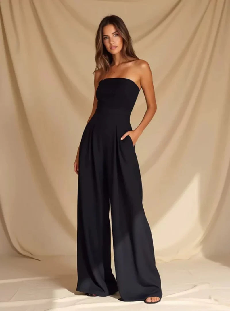 Solvarin | Women’s Strapless Wide-Leg Jumpsuit