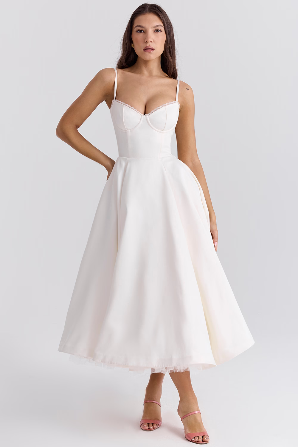 Remilo | Women’s Elegant Satin & Tulle Midi Dress