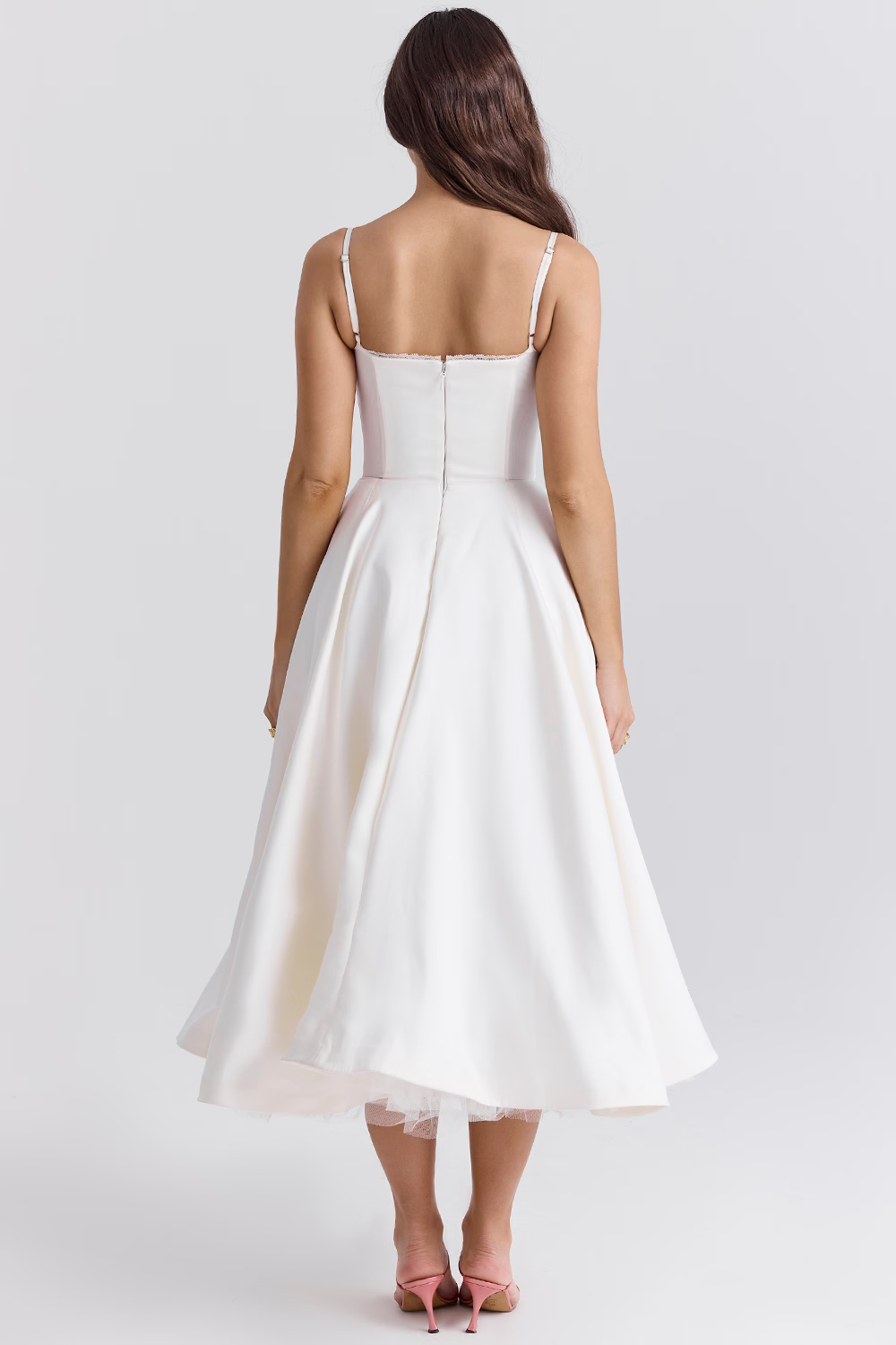 Remilo | Women’s Elegant Satin & Tulle Midi Dress