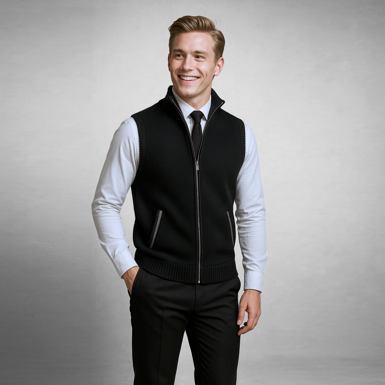Frenio | Men’s Zip-Up Knit Vest