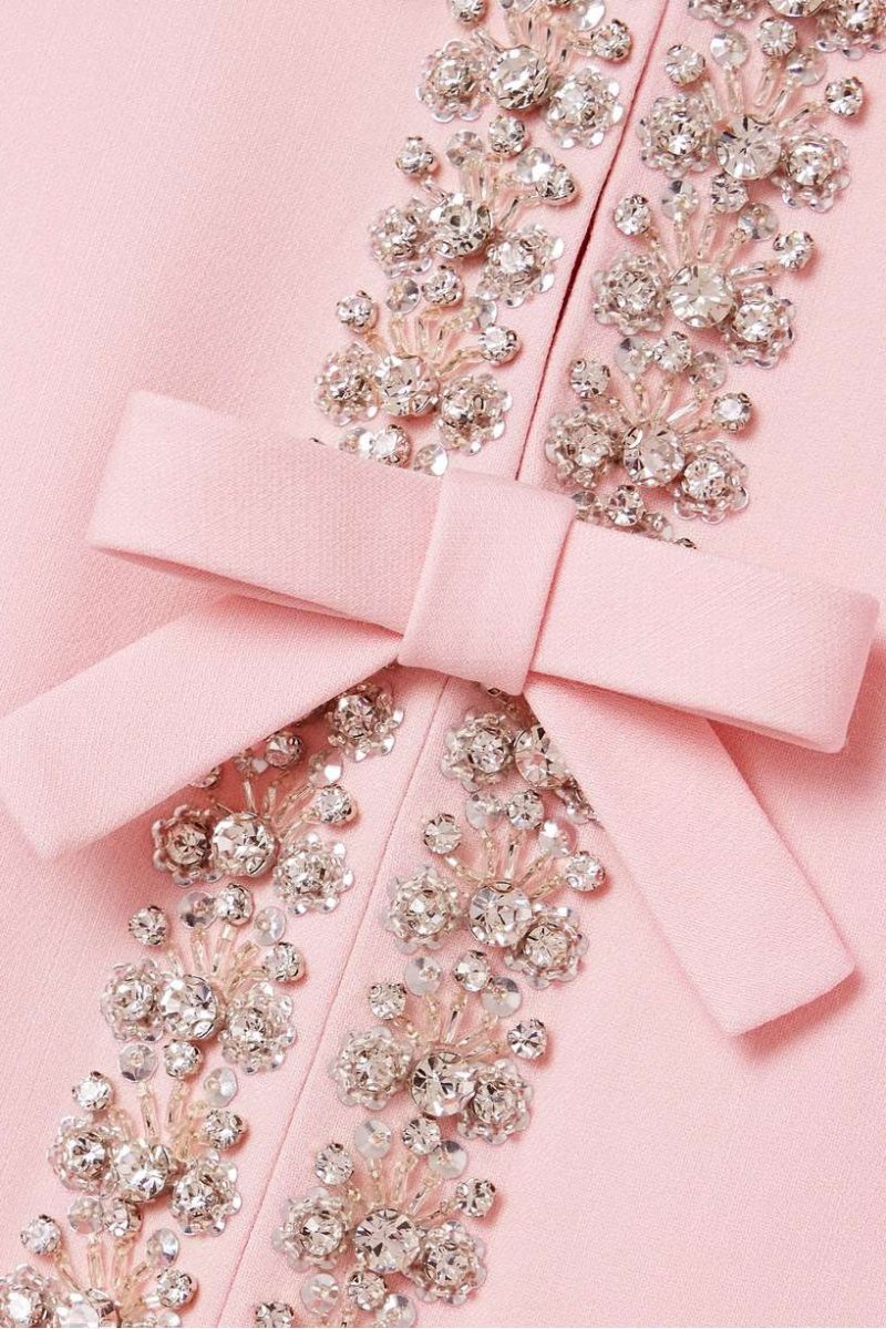 Sybil | Women's Sparkle Dress With Rhinestone Details And Bow Accents | Luxury