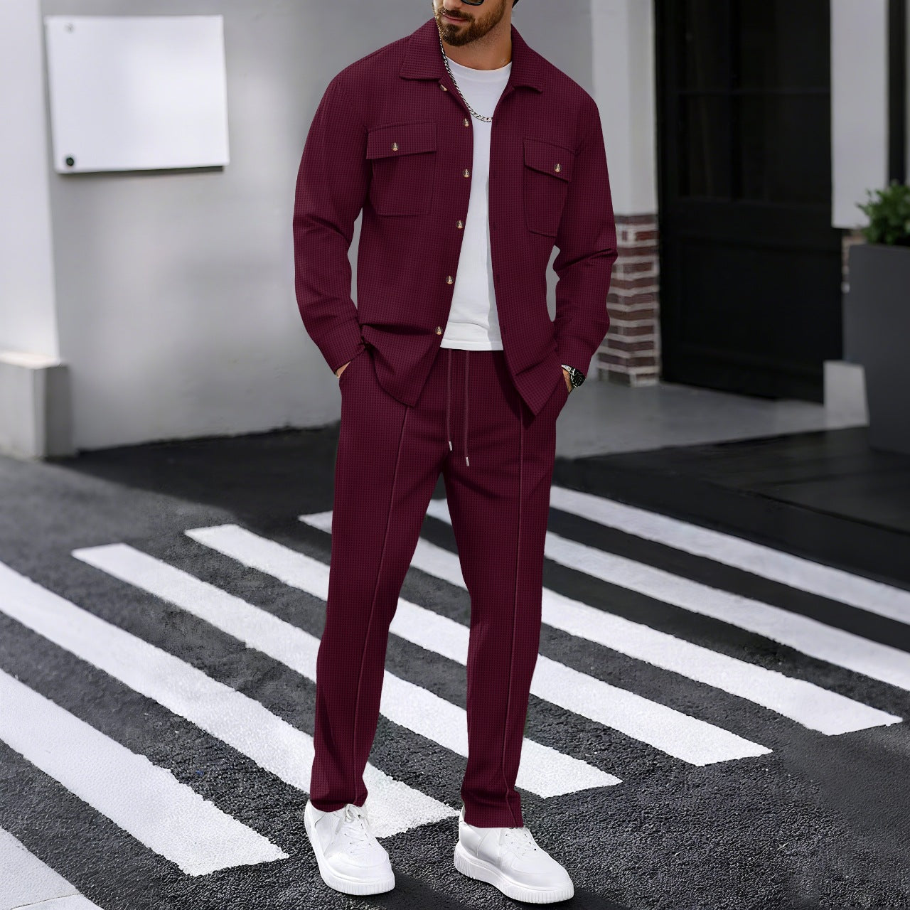 Murel | Men’s Textured Two-Piece Set (Jacket & Trousers)