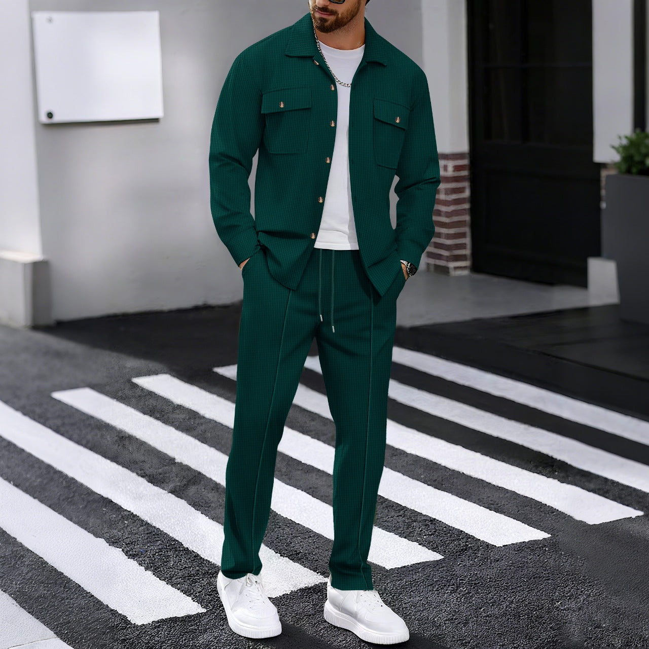 Murel | Men’s Textured Two-Piece Set (Jacket & Trousers)