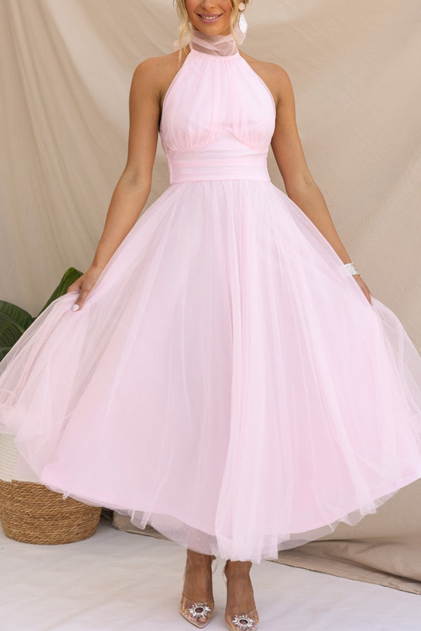 Valeria | Women's Sparkle Dress With Halter Neck And Layered Tulle Skirt | Elegant