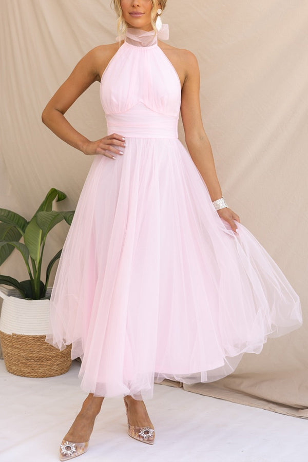 Valeria | Women's Sparkle Dress With Halter Neck And Layered Tulle Skirt | Elegant