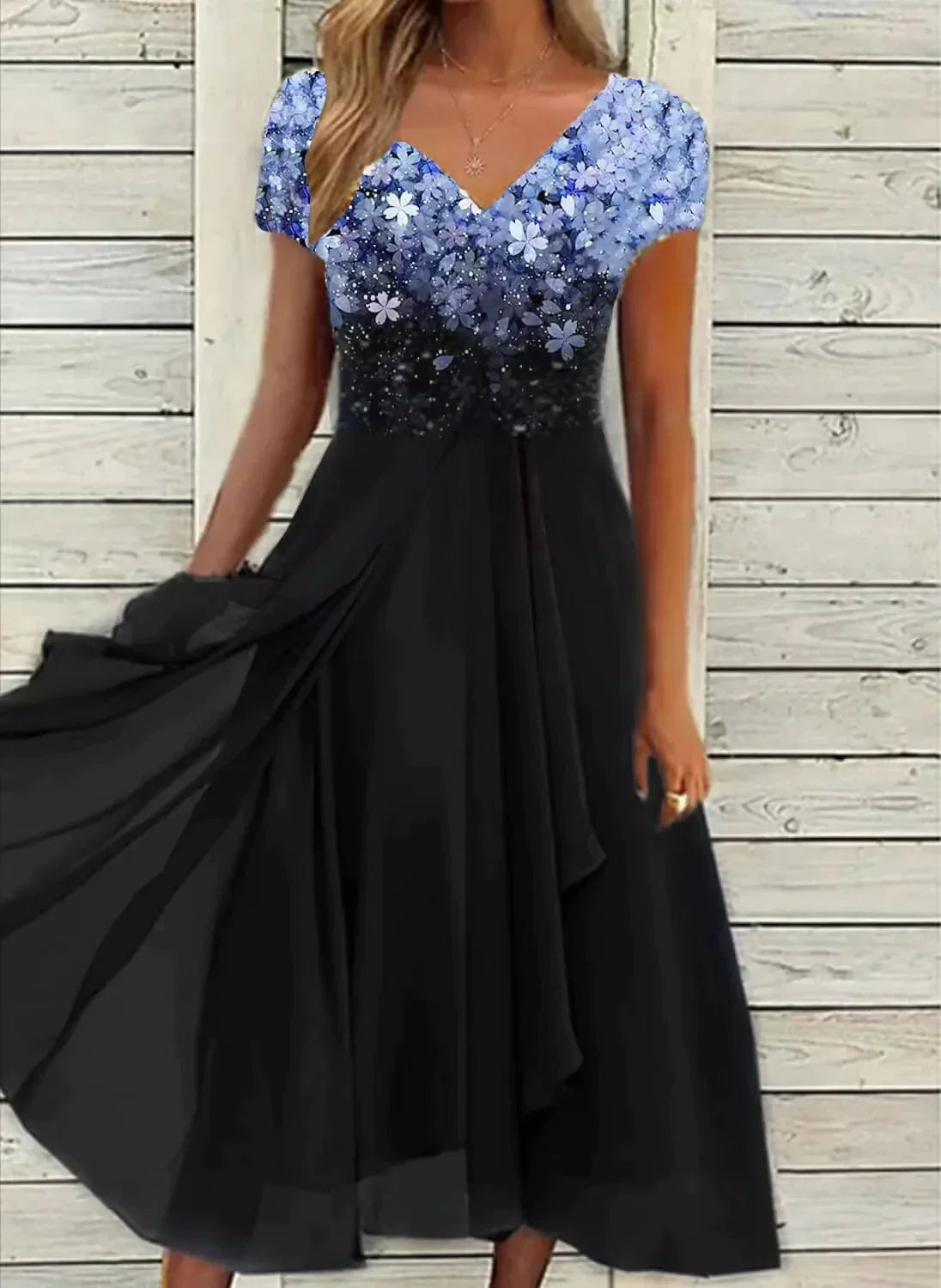 Verlyn | Women’s Floral V-Neck Cocktail Midi Dress