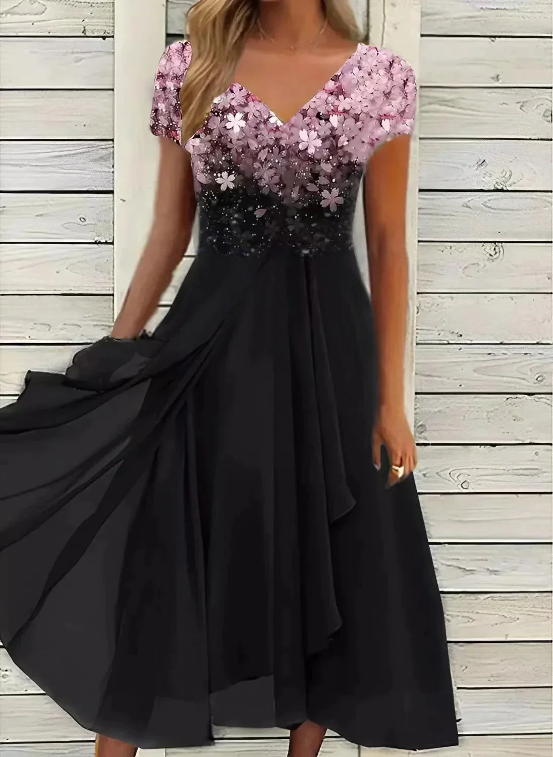 Verlyn | Women’s Floral V-Neck Cocktail Midi Dress