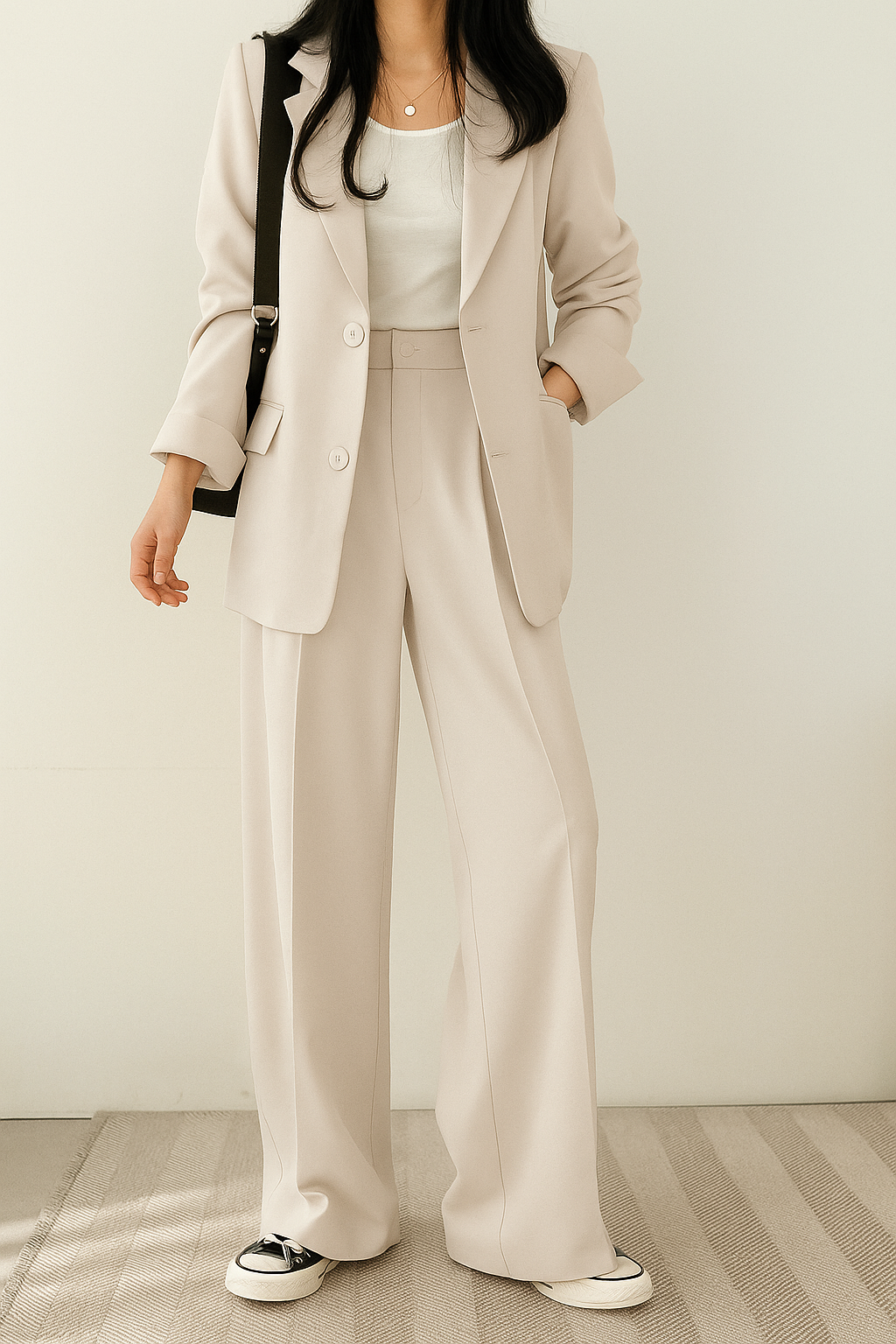 Charions | Women’s Structured Blazer & Wide-Leg Set
