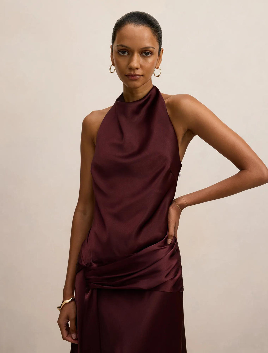 Abby | Women's Cocktail Dress With Halter Satin Design And Elegant Maxi Silhouette | Party