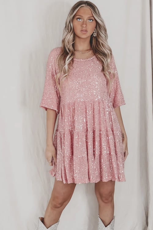 Madison | Women's Sparkle Dress With V-Neck And Pleated Design | Glamorous