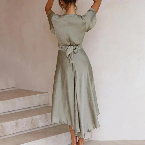 Noelle | Women's Graduation Dress With Deep V-Neckline And High-Low Hem | Refined Flow
