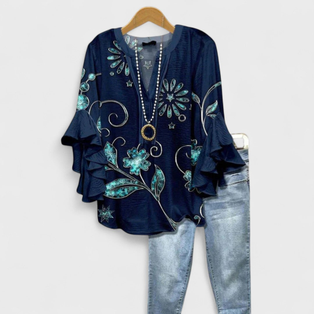 Gara | Women’s Floral V-Neck Blouse