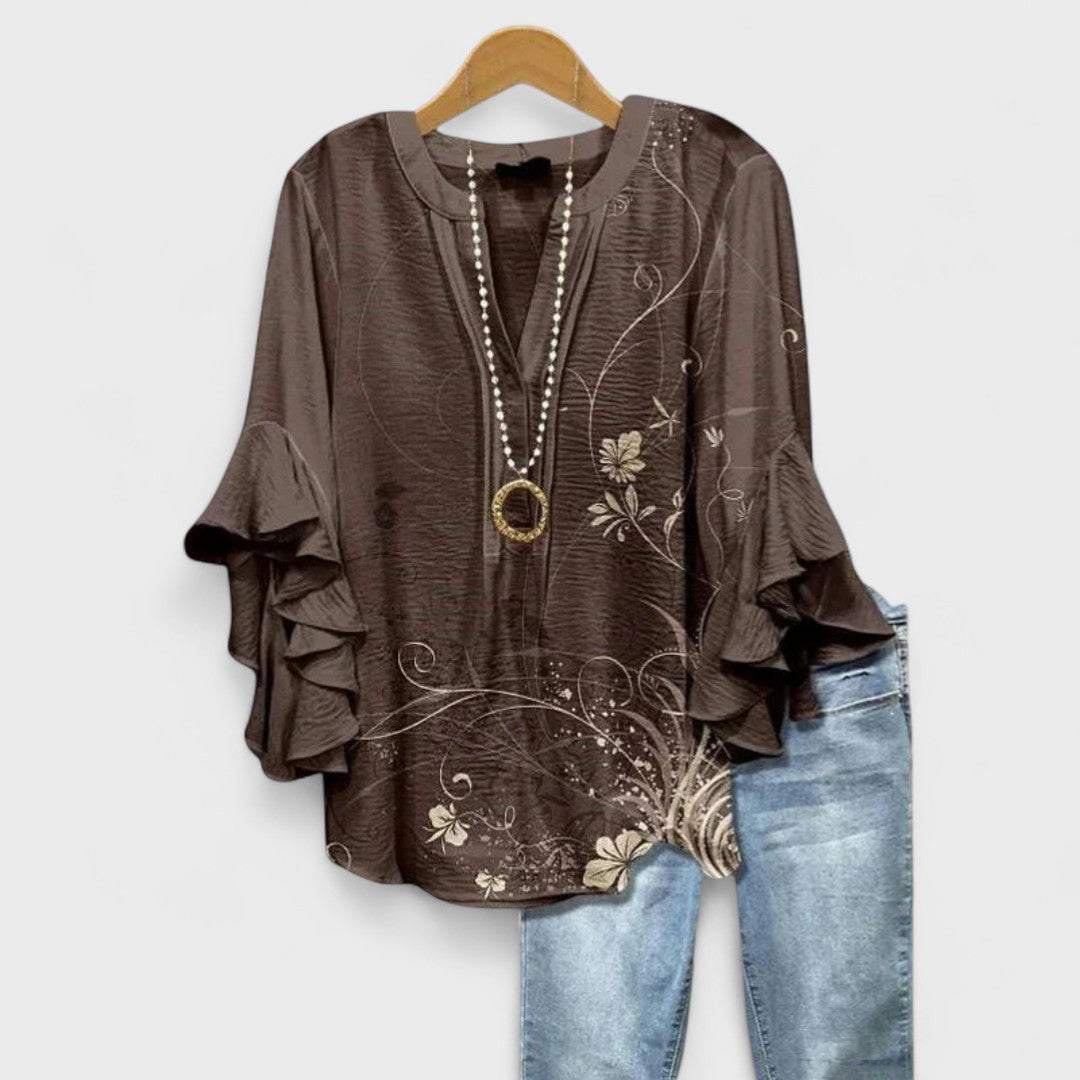 Gara | Women’s Floral V-Neck Blouse