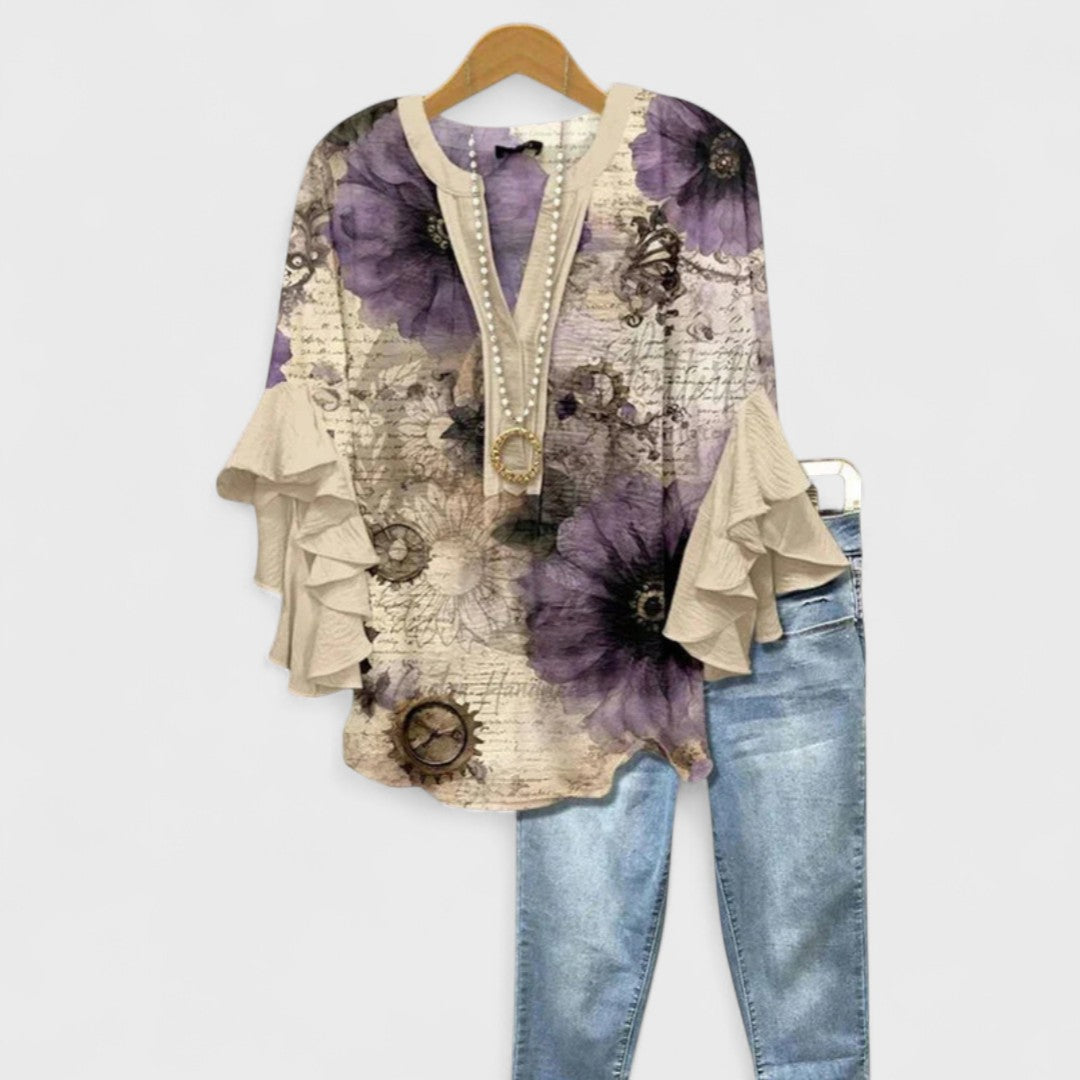 Gara | Women’s Floral V-Neck Blouse