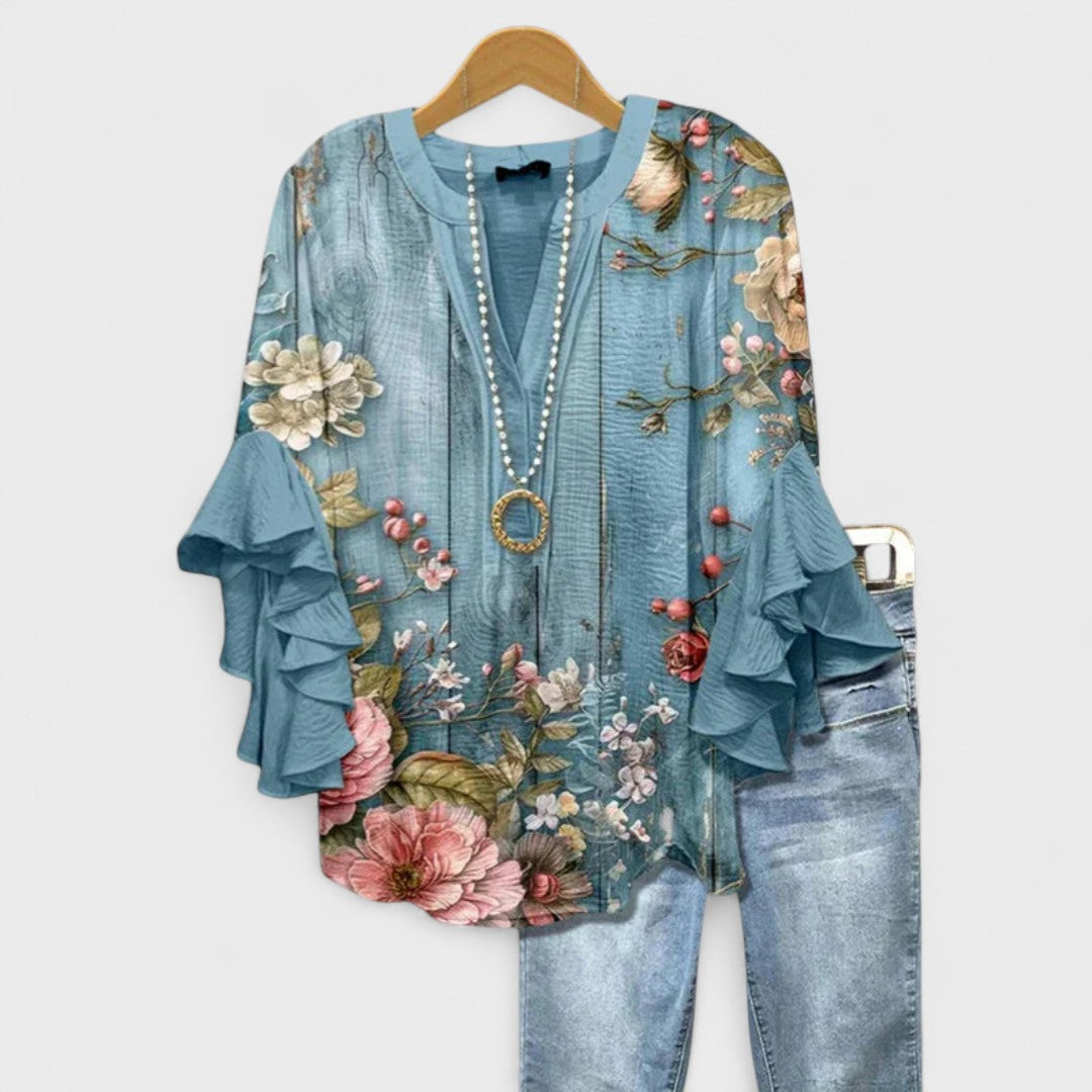 Gara | Women’s Floral V-Neck Blouse