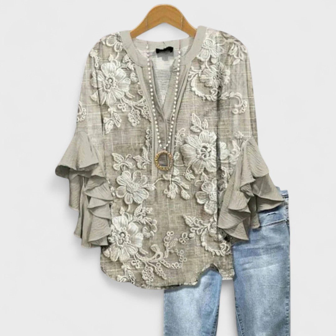 Gara | Women’s Floral V-Neck Blouse