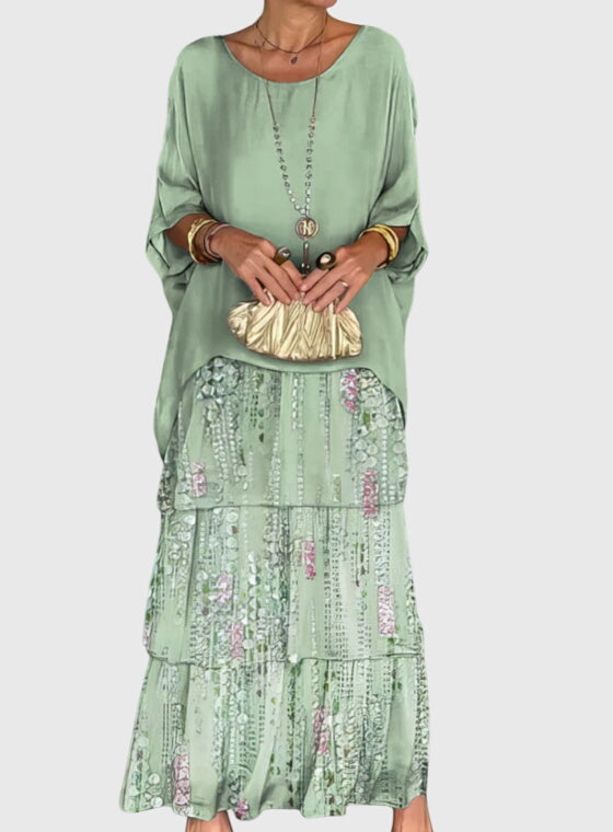 Clara | Women’s Formal Dress With Layered Ombre Skirt And Loose-Fit Top | Elegant