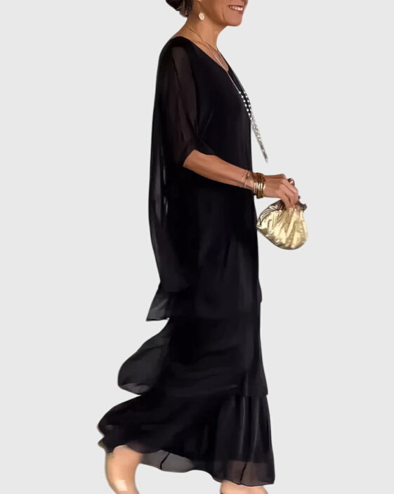 Clara | Women’s Formal Dress With Layered Ombre Skirt And Loose-Fit Top | Elegant