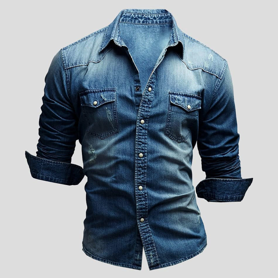Denaro | Men’s Denim Button-Up Shirt
