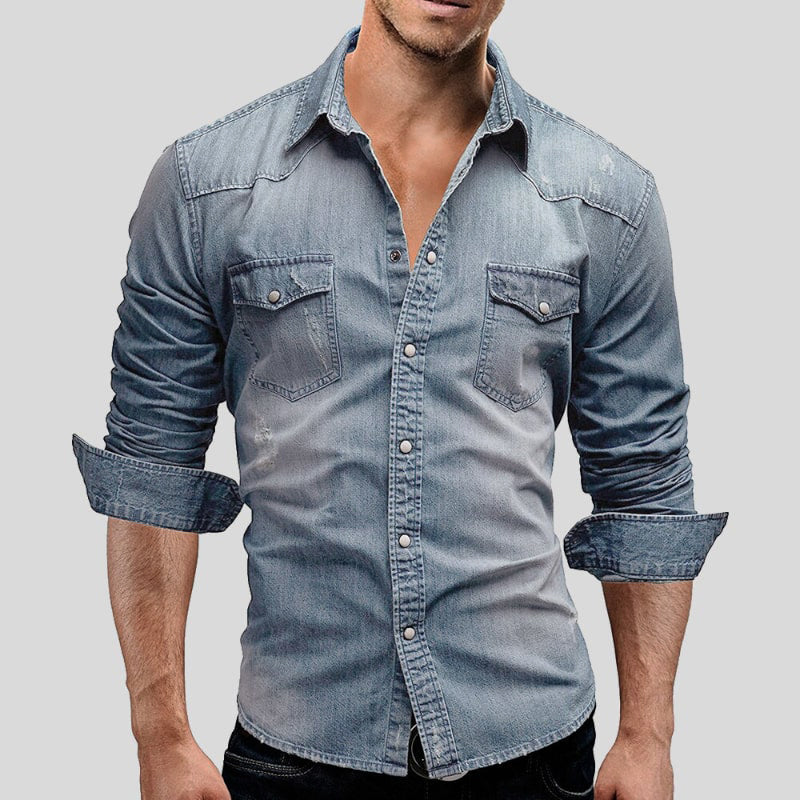 Denaro | Men’s Denim Button-Up Shirt