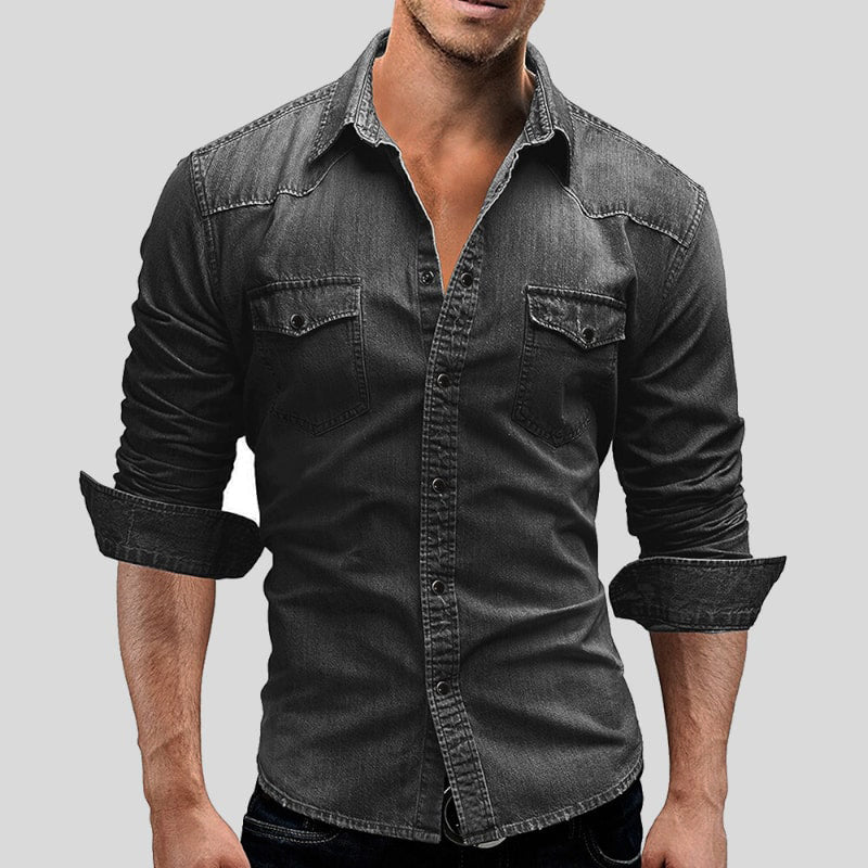 Denaro | Men’s Denim Button-Up Shirt