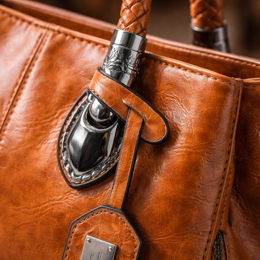 Elara | Women's Leather Vintage Duffel Handbag With Strap | Timeless Style