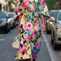 Elowen | Women's Floral Dress With Cape Sleeves And Tie Waist