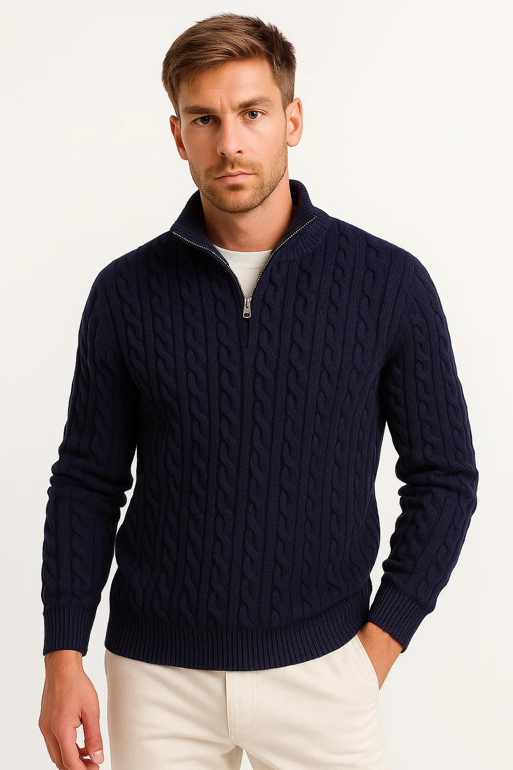 Eriso | Men’s Cable Knit Quarter-Zip Pullover