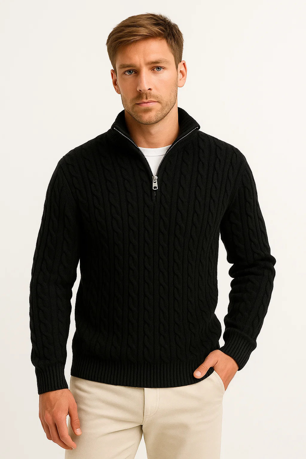 Eriso | Men’s Cable Knit Quarter-Zip Pullover