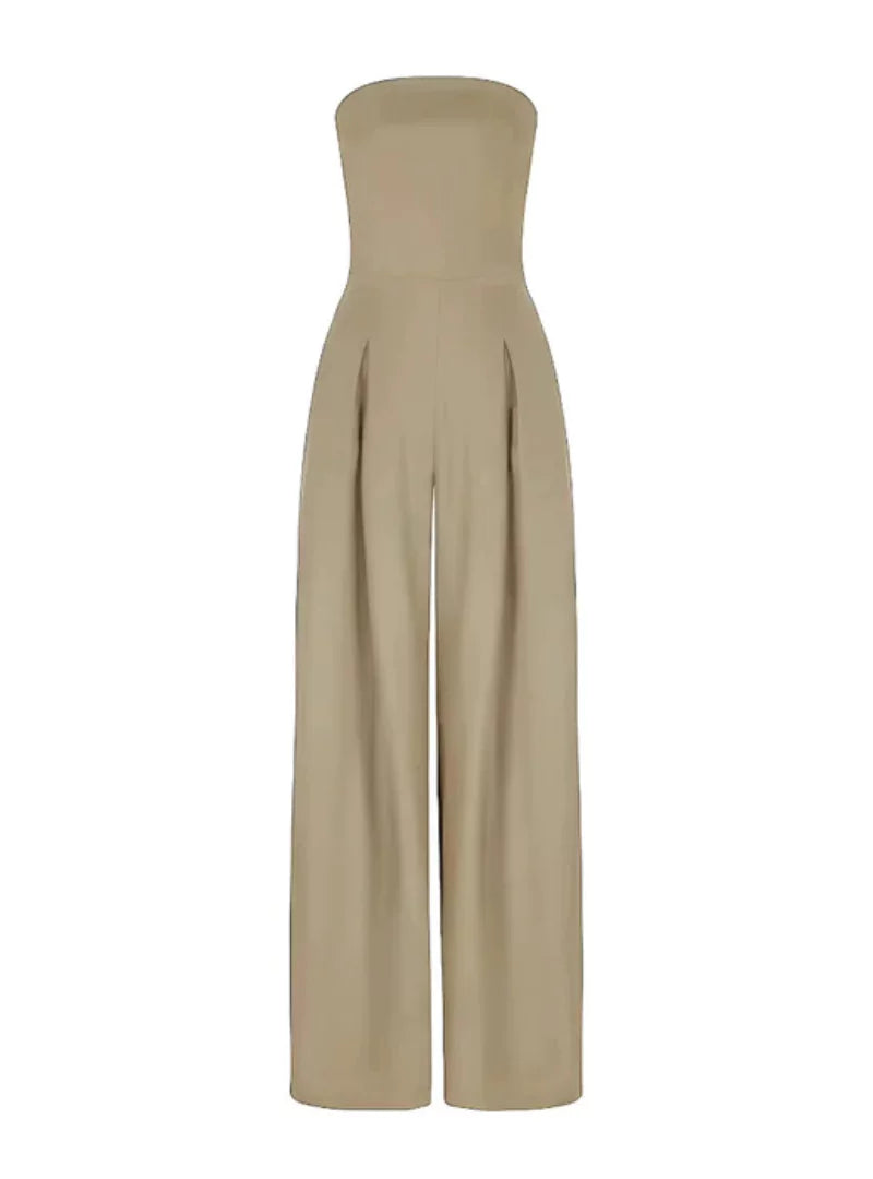 Solvarin | Women’s Strapless Wide-Leg Jumpsuit