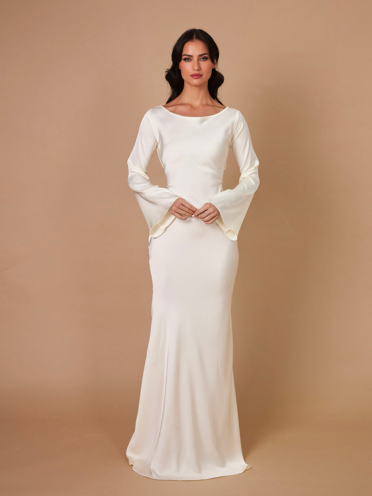 Felicity | Women’s Long Sleeve Satin Maxi Dress