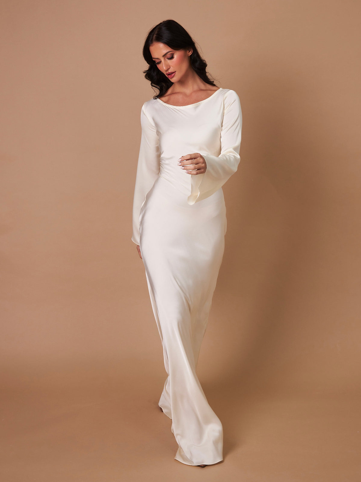 Felicity | Women’s Long Sleeve Satin Maxi Dress