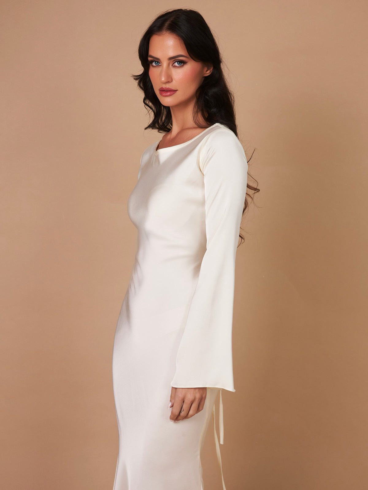 Felicity | Women’s Long Sleeve Satin Maxi Dress