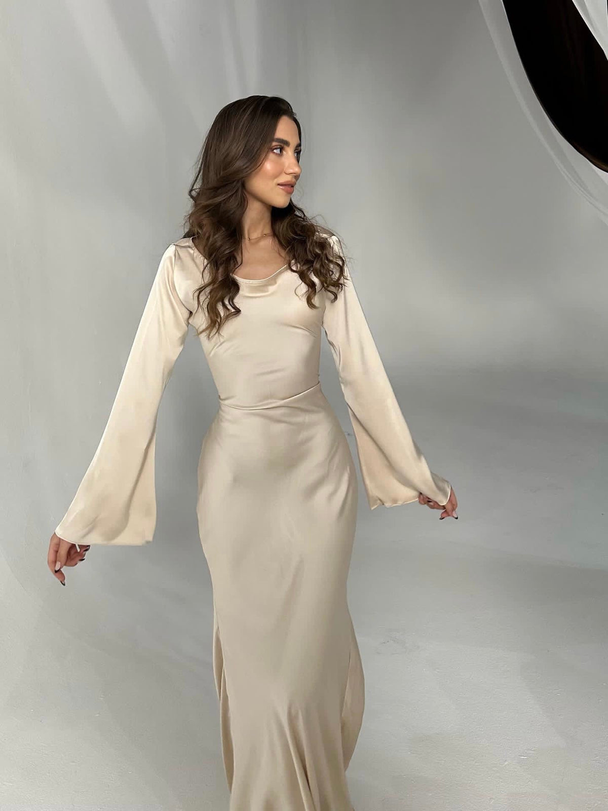 Felicity | Women’s Long Sleeve Satin Maxi Dress