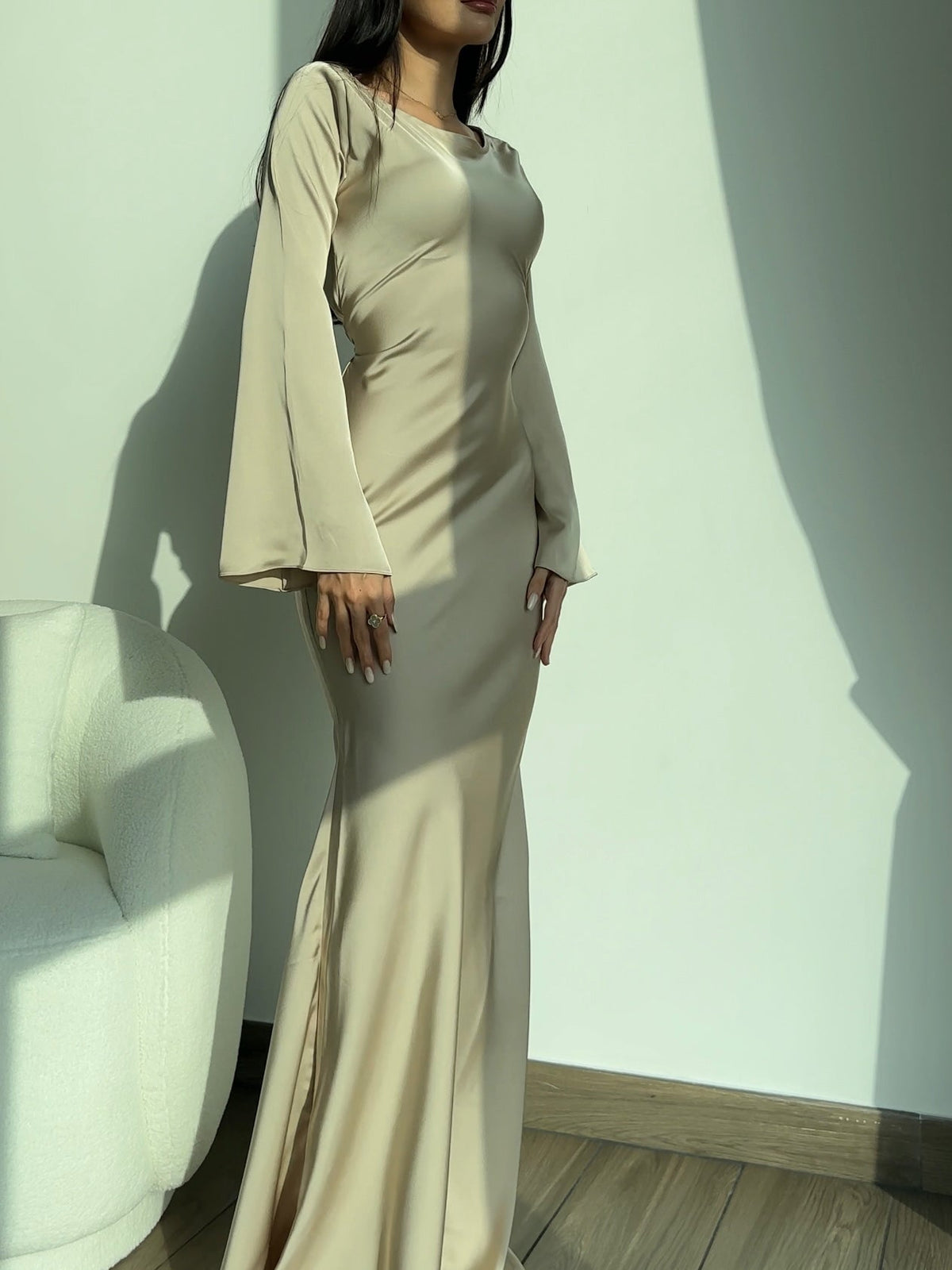 Felicity | Women’s Long Sleeve Satin Maxi Dress