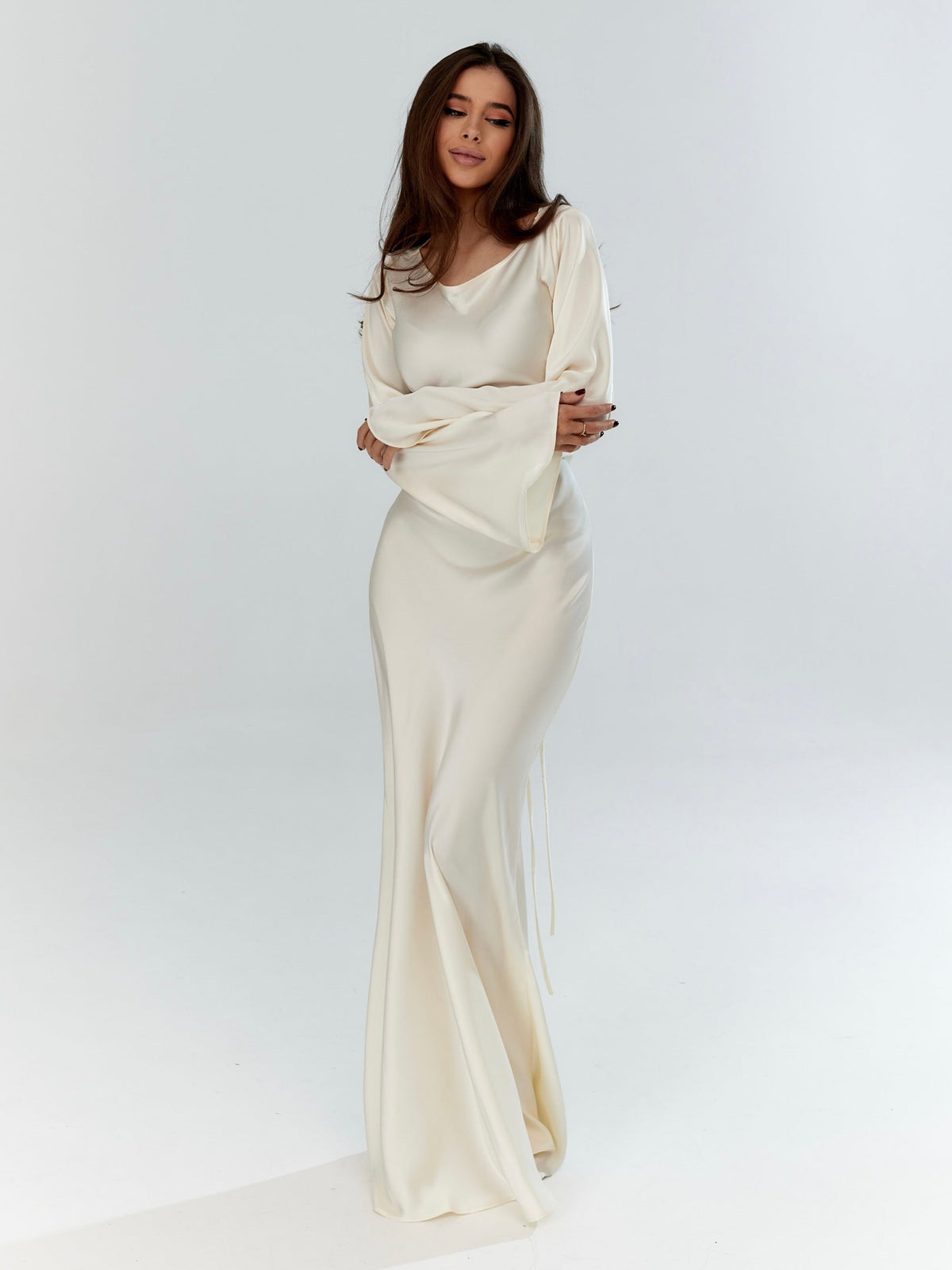Felicity | Women’s Long Sleeve Satin Maxi Dress