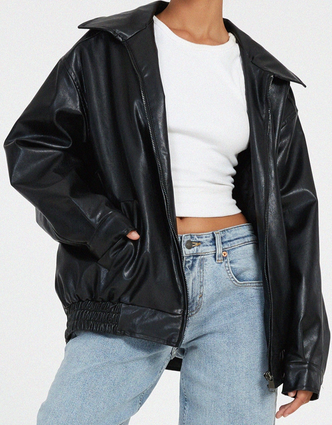 Relle | Women’s Oversized Faux Leather Jacket