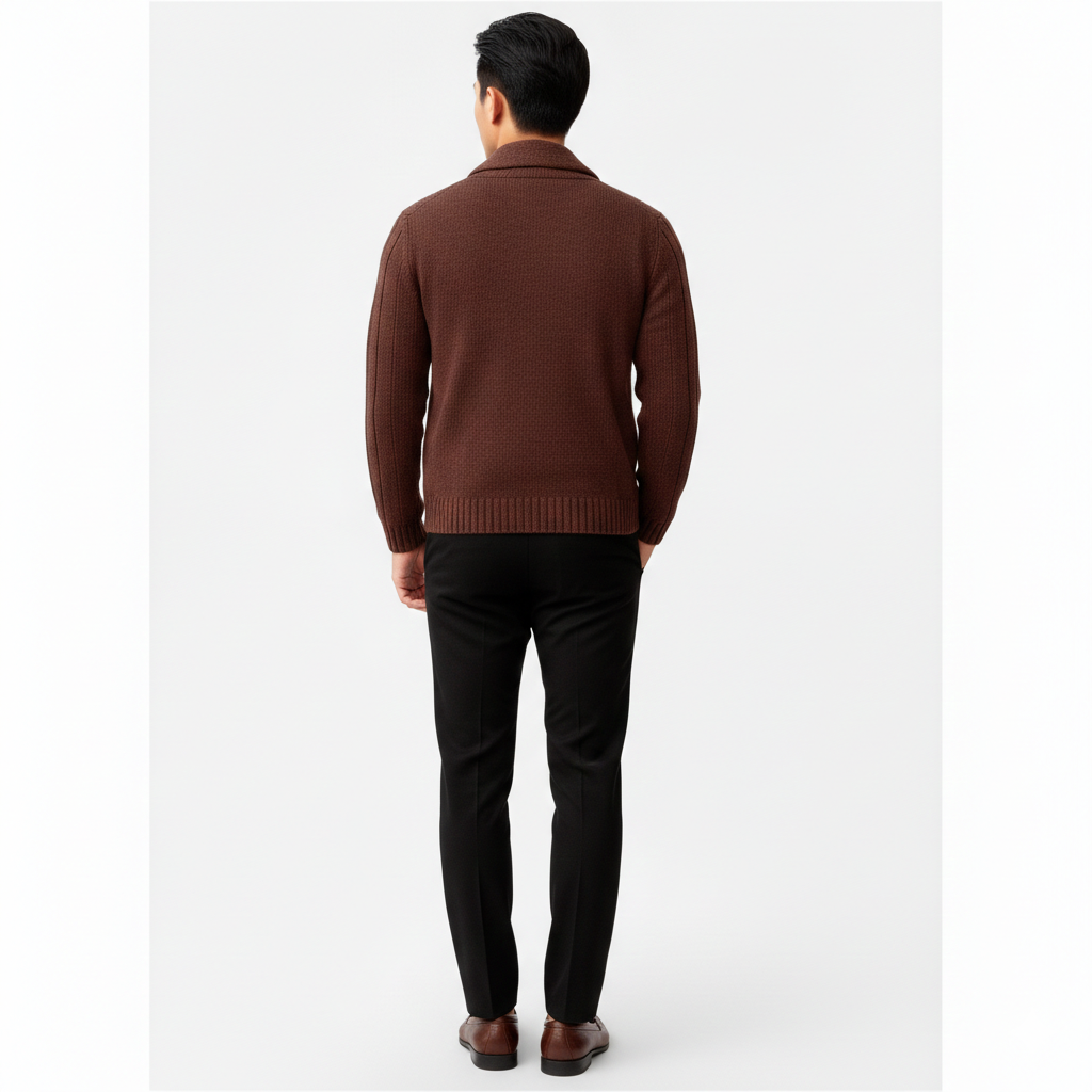 Liam | Men's Cable-Knit Cardigan With Contrast Buttons | Smart