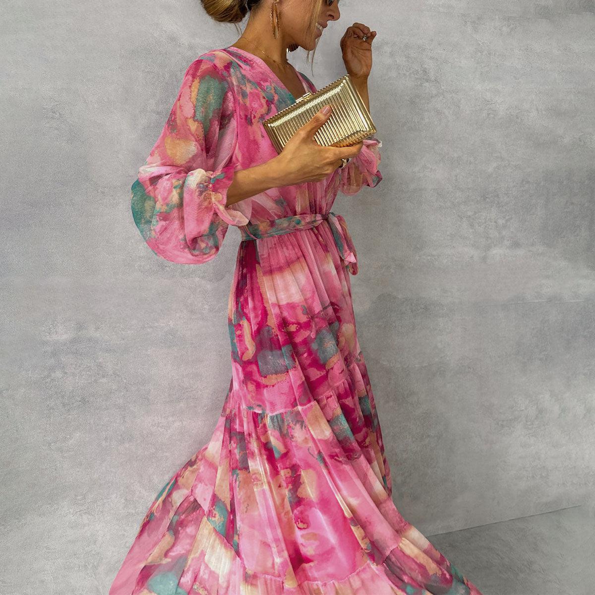 Sienna | Women's Cocktail Dress With V-Neck And Floral Print | Elegant