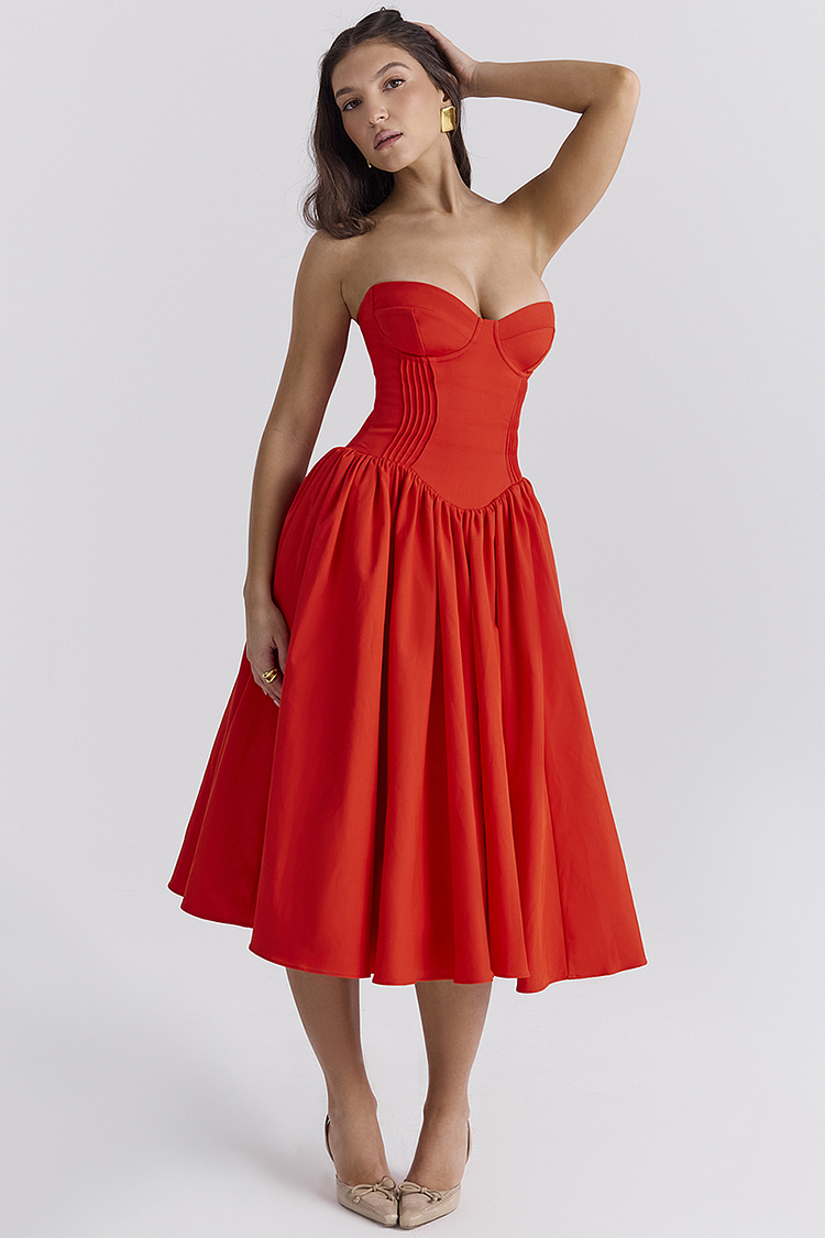 Lisa | Women Prom Dress With Strapless Corset And Pleated Hem | Chic